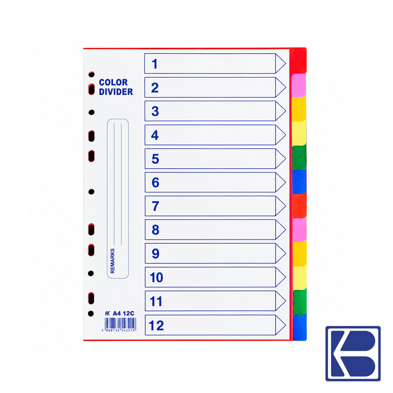 HK | 12 Tabs | Color A4 PP Index Divider