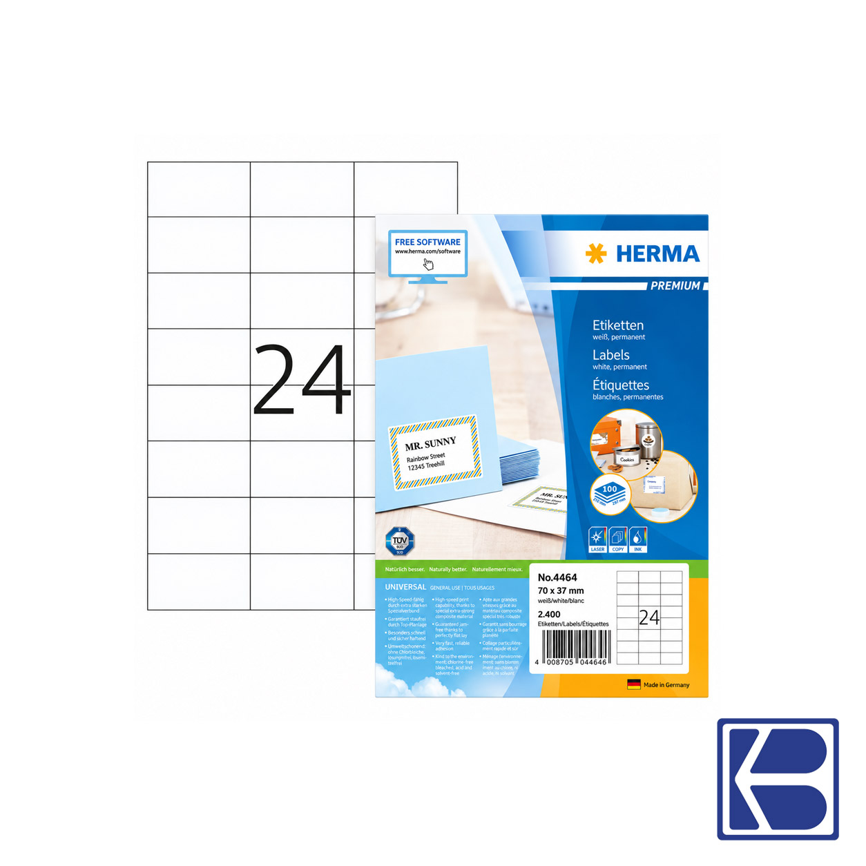Herma | A4 Label | 70mmx37mm | 4464 | White | 100's