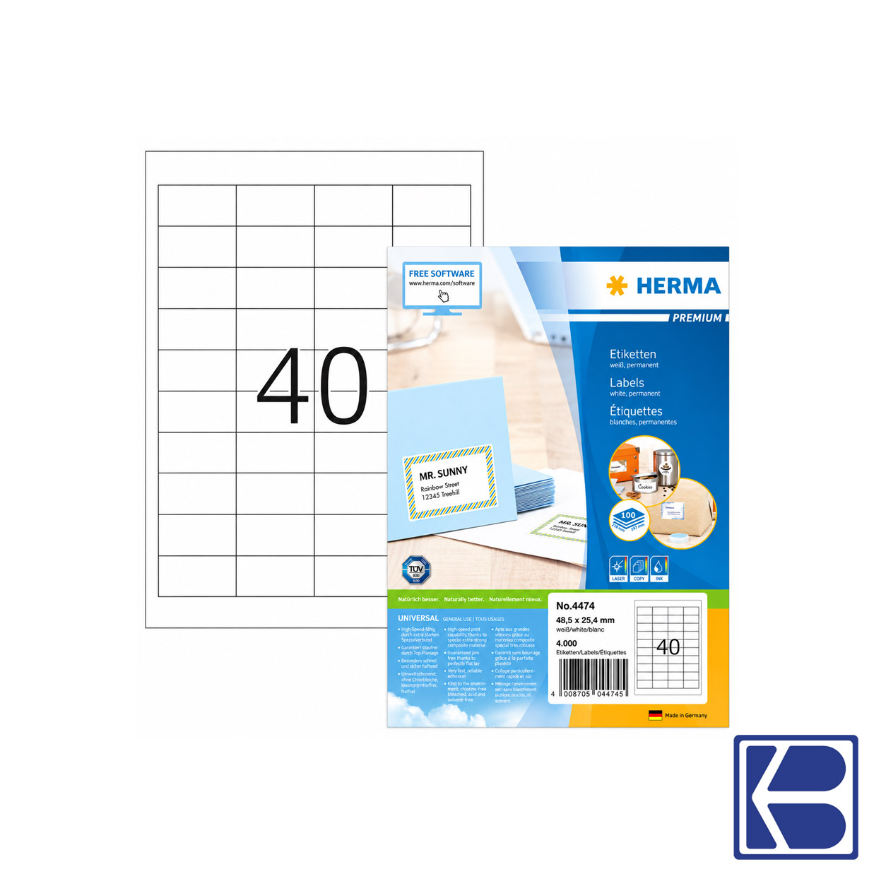 Herma | A4 Label | 48.5mmx25.4mm | 4474 | White | 100's