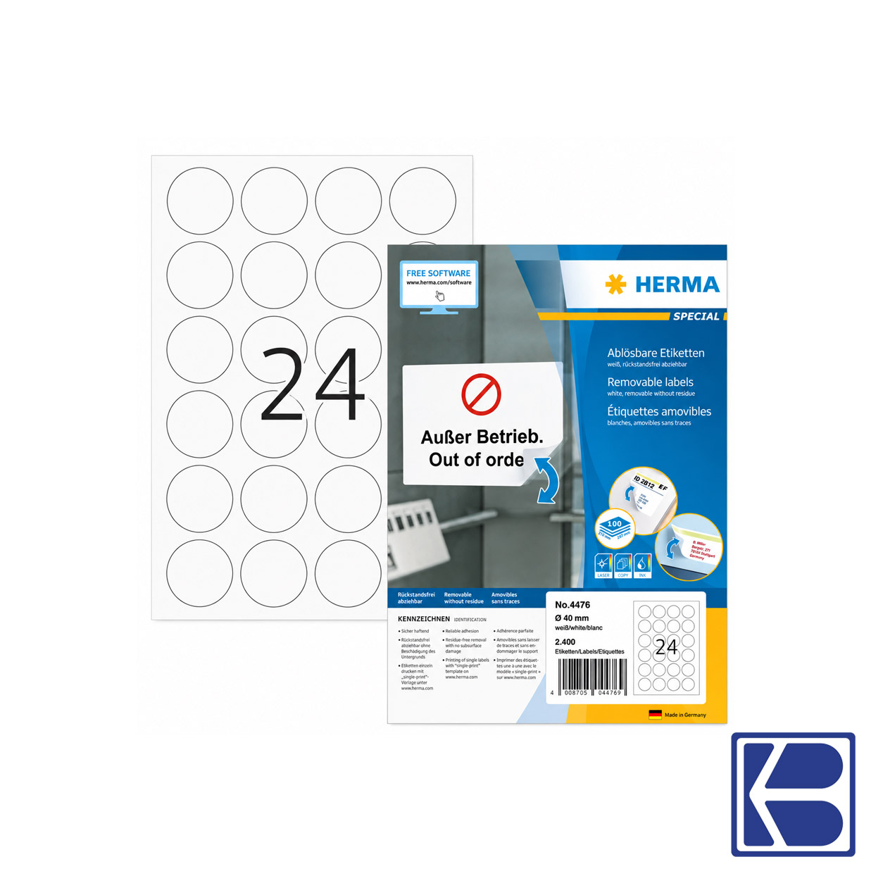 Herma | A4 Label | Dia.40mm | 4476 | 100's