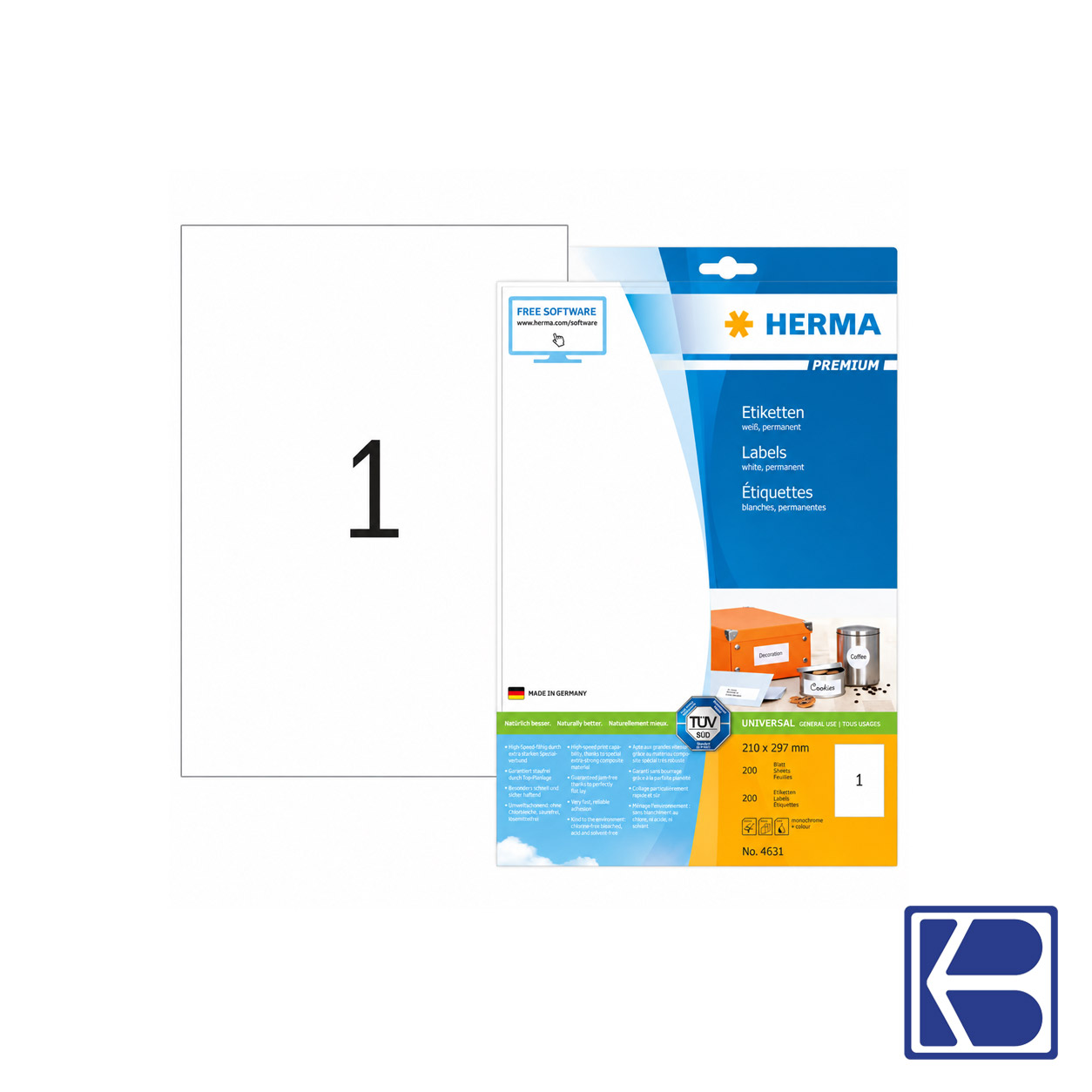 Herma | A4 Label | 210mmX297mm | 4631 | White | 200’s