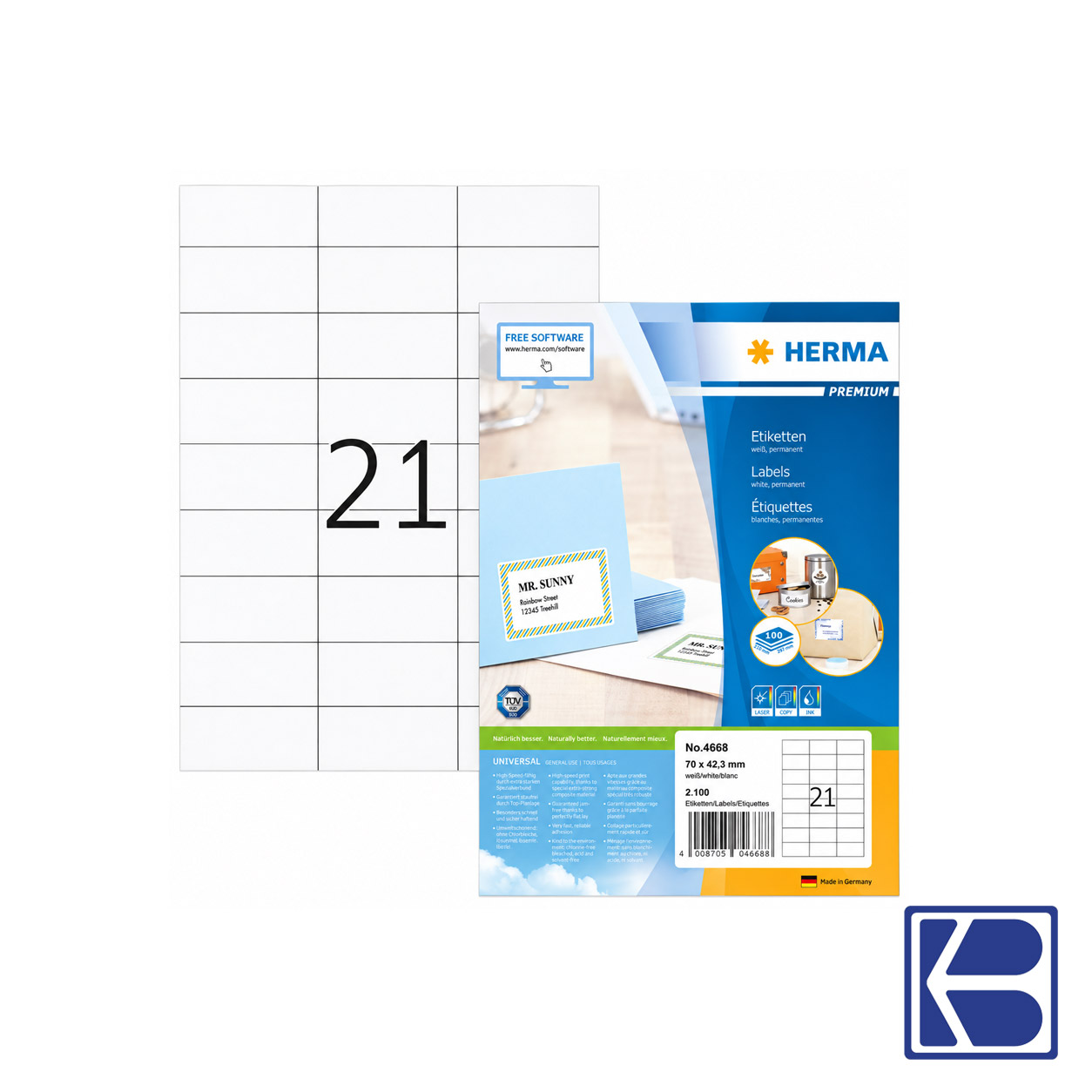 Herma | A4 Label | 70mmX42.3mm | 4668 | White | 100’s