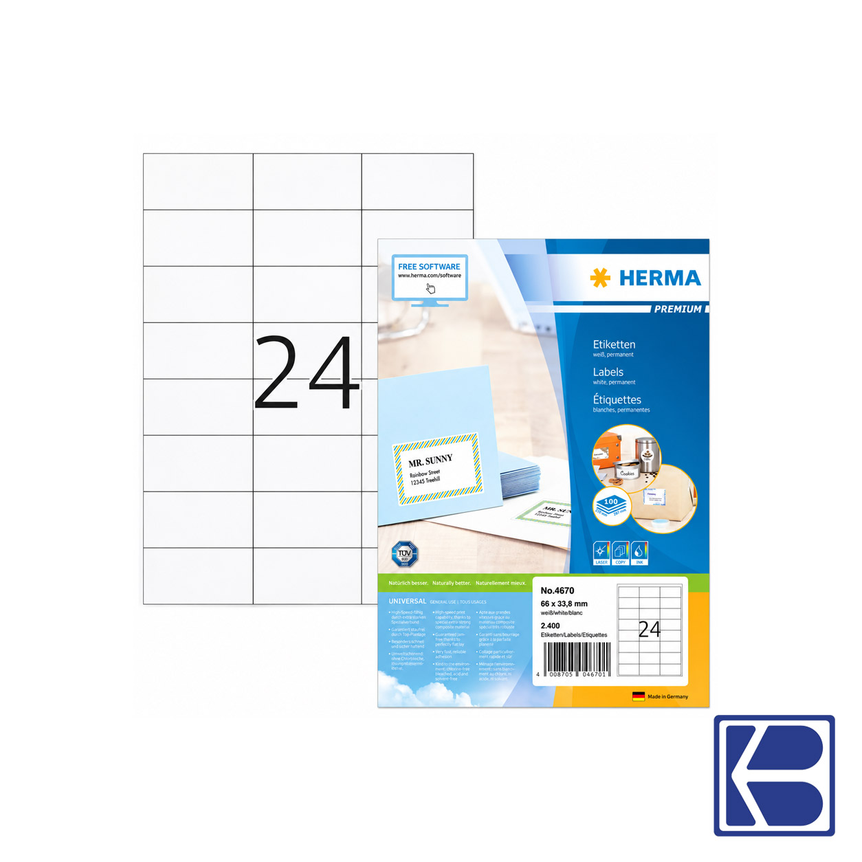 Herma | A4 Label | 66mmX33.8mm | 4670 | White | 100’s